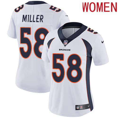 2019 Women Denver Broncos #58 Miller white Nike Vapor Untouchable Limited NFL Jersey->women nfl jersey->Women Jersey